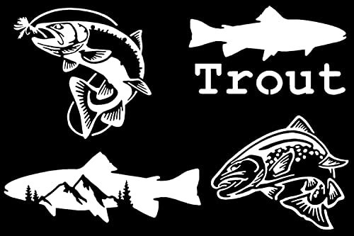 myrockshirt Angler Set Fische Lachs Forelle 30x20 cm Aufkleber Autoaufkleber Sticker ohne Hintergrund