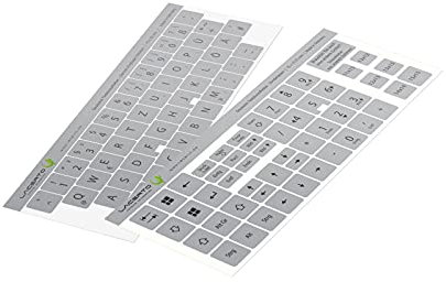 Lacerto® | 15x15mm - Deutsches Aufkleberset für PC & Laptop Tastaturen inkl. Zusatztasten & Ziffernblock | Farbe: Silber
