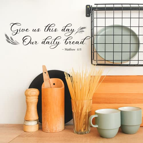 PLIGREAT Bibelvers Wandtattoo, Gib Uns Heute Unseren Täglichen Brot-Wandaufkleber, Christliche Zitate Wandaufkleber Für Die Wanddekoration Zu Hause, 55×22cm