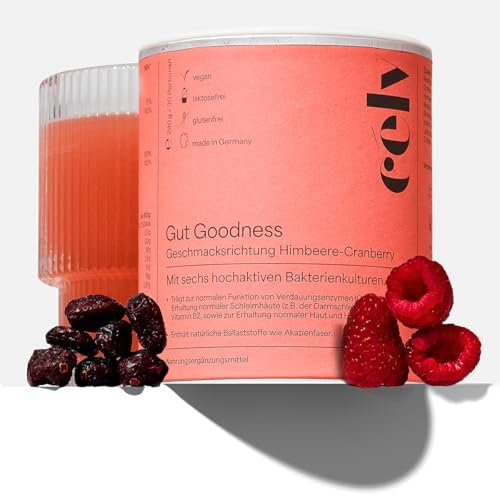 célv Gut Goodness | Himbeer/Cranberry Getränkepulver für ein gutes Darmgefühl, Pulver Darmbakterien | Made in Germany | 30 Portionen
