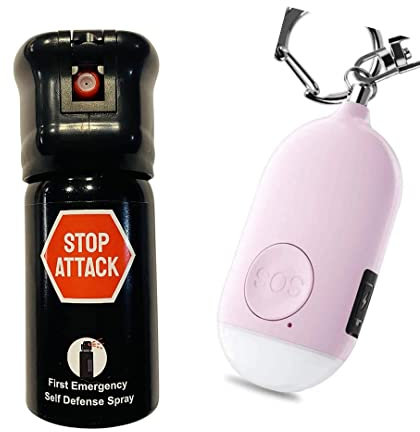 HOERNECKE Kit de Survie : Spray Anti-Agression 40 ML et Alarme d'urgence 130 DB - Défense Personnelle Anti-Agression Rose – Renforcez Votre Sécurité en Toute Discrétion