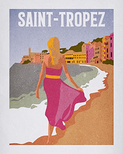 Komar Wandbild - Vintage Travel Saint-Tropez - Größe: 40 x 50 cm - Poster, Kunstdruck, Dekoration, Wohnzimmer, Schlafzimmer
