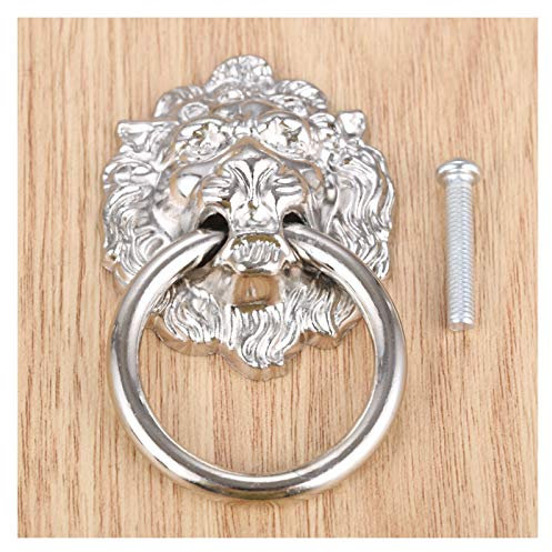 ZJCNHY 1Pcs Löwenkopf Türklopfer Ring Fach-Zug Knöpfe Dresser Tropfen Ringe Silber Cabinet Pull Türklopfer 546