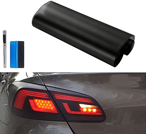 NewL Scheinwerfer-Tönungsfolie 40x152 cm Mattschwarz, Selbstklebend | Montagewerkzeug inkl., hohe Dehnbarkeit, waschbeständig, rückstandsfrei haftend, für Auto Rücklicht & Nebelscheinwerfer