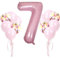 DIWULI Geburtstagsdeko 7 Jahre Rosa - Luftballon Set Zahl 7