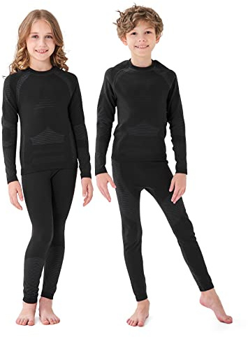 Homord Ropa Termica Niño Tela de Carbón Bambú Transpirable Traje Interior Funcional Conjuntos Térmicos para Niña Invierno Térmica Adecuado para Fútbol Esquí Hockey sobre Hielo Correr
