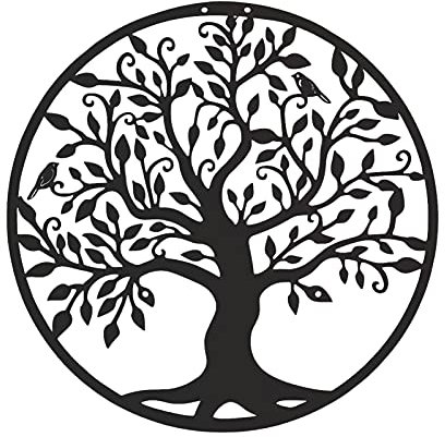 Árbol de la Vida Arte de Pared en Metal - Decoración de Hogar para Dormitorio, Veranda, Jardín - Colgante de Pared en Forma de Árbol