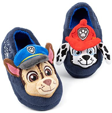 Paw Patrol Slippers Kids Toddlers | Girls Boys Animated Rescue Pups 3D Ears Chase Marshall Slip On House Shoes