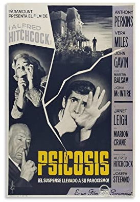 HAUHAU Psycho 1960 Filmposter (17) Kunstposter Leinwand Gemälde Dekor Wanddruck Foto Zuhause Modern Deko Poster 30 x 45 cm