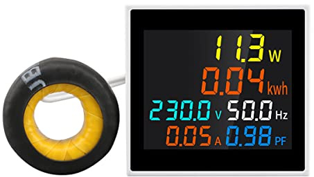 Hsthe Sea 6 in 1 LCD Digitaler Voltmeter Amperemeter Mini Strom Monitor AC 50.0-300.0V 100A Stromzähler Energiezähler 1 Phase Wechselstromzähler Wattmeter KWh Zähler mit CT