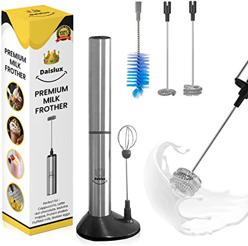 Daislux Milk Frother Handheld – Multifunctional Hand Whisk Drink Mixer – Portable Frother Whisk for Coffee, Milk, Latte, Matcha – USB Rechargeable Milk Foamer – Cordless Electric Hand Whisk
