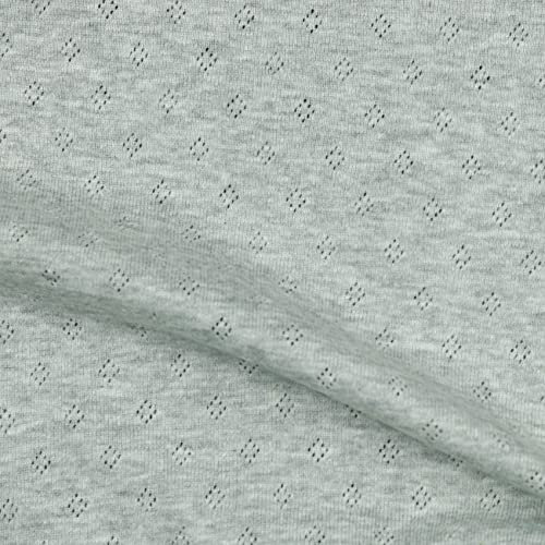 VmG-Store Pointoille-Stoff Feinstrick-Jersey mit Lochmuster Baumwollstoff OEKO-TEX Feinstrick (009 I Grau Meliert)
