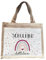 Manilu | SCHULE 2025 | Schulkind Regenbogen Lila | Jute Pocket Tasche | mit Wunschnamen personalisiert | Einschulungsgeschenk | Schulstart | Geschenktasche zum Schulanfang