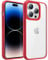 JETech Case for iPhone 14 Pro Max 6.7-Inch, Shockproof Phone Bumper Cover, Solid Color Matte TPU Frame, Anti-Scratch Clear Back (Red)