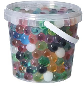 trendfinding 1 Liter Eimer aus Kunststoff mit Deckel Deko Hydro Wasser Perlen Kugeln künstliche Blumenerde Aquaperls Aqualinos zum Dekorieren (Bunt_XL)