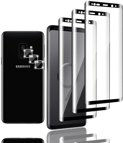 Zicurz 3+3 Stück Schutzglas für Samsung Galaxy S9, für Panzer Schutz Glas, 3 Stück Schutzfolie und 3 Stück Kamera-Schutzglas, HD Displayschutz, Blasenfrei, für Samsung Galaxy S9