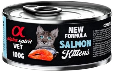 Alpha Spirit Nassfutter für Kätzchen, 6 Dosen (Lachs, 6 Dosen x 100 g)