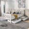BTM Single Bed with Drawers, Wooden Single Bed with Storage, Solid Pine Wood Single Bed Frame, 3FT-90x190cm Single Guest Bed For Adults, Kids, Teenagers (White)