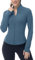 donhobo Damen Langarm Shirts Gym Sport Tops Workout Yoga Jacke Leichte Atmungsaktive Full Zip Running T-Shirt Activewear Fitness Oberteile mit Daumenlöchern, Graublau, L
