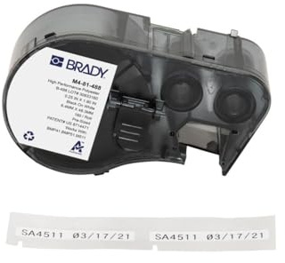 Brady Polyester Label Tape for Label Printers M410, M510 & M511 – Panel Component and General Identification Labels – Black on White (48.26 mm x 6.35 mm) – M4-81-488