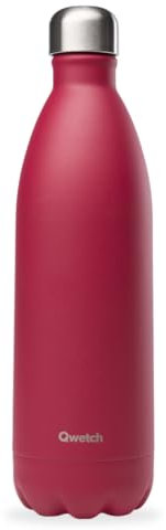 Qwetch - Bouteille Isotherme Originals Framboise 1L - 24h Froid et 12h Chaud - Etanche, Sans BPA & Réutilisable - Gourde inox isotherme pour Sport, Voyage, Bureau, Randonnée