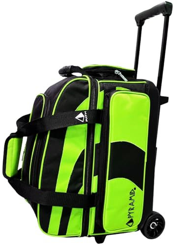 Pyramid Path Pro Deluxe Double Roller Bowling Bag (Black/Lime Green), 17352