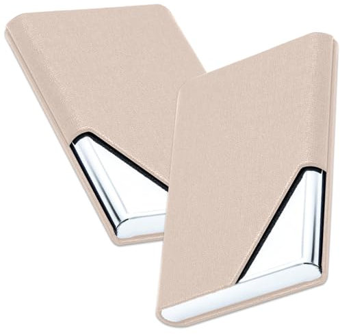Taasmoog Lot de 2 étuis pour cartes de visite, porte-cartes de visite en métal, étui fin pour cartes de visite pour hommes et femmes, étui de poche en métal, porte-cartes de visite pour ranger vos