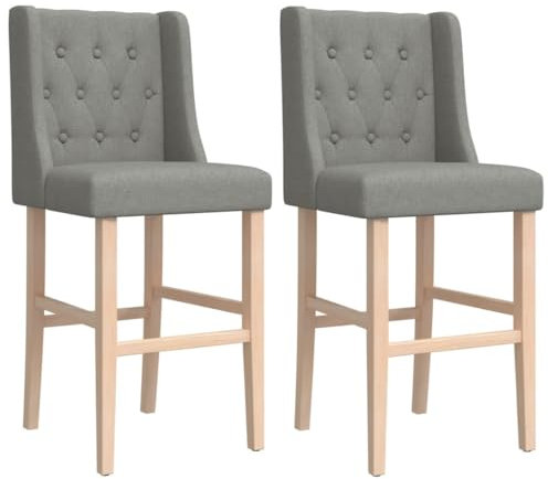vidaXL Lot de 2 Chaises de Bar, Siège de Pub, Chaise de Bistrot, Meuble de Salle à Manger Cuisine Salon Maison Intérieur, Bois Massif d'Hévéa et Tissu
