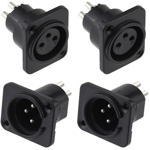 Greluma 4 pcs montage sur panneau brise/prise xlr,3 broches xlr connecteur mâle/femelle pour microphone,plaqué nickel contacts en cuivre