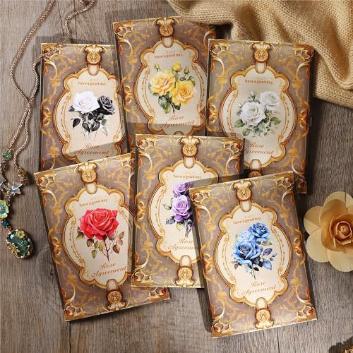 Alideco 180pcs Vintage Scrapbook Paper Vintage Plants Roses Scrapbooking Paper for Journaling Supplies, Decorative Craft for Junk Journals (qiangweizhiyue)