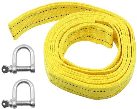 Alnicov Sangle de Corde de remorquage Haute résistance, avec Deux Crochets de sécurité en D, Corde de treuil pour remorquage de récupération