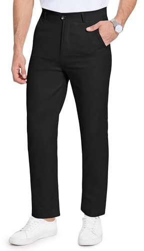 Becellen Pantalon Chino Homme, Pantalon Droit Léger Slim Fit Pants Style Décontracté, Noir