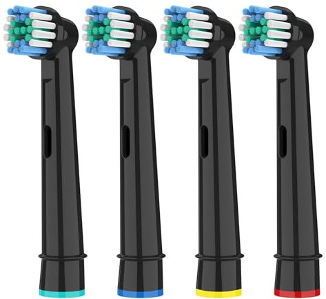HSYTEK 4er Aufsteckbürsten Kompatibel mit OralB Zahnbürste Elektrische, Aufsätze für OralB Vitality Pro, Genius X, Pro Series 3 Plus, Pro 3, Precision Ersatzbürsten Zahnbürstenköpfe, Schwarz