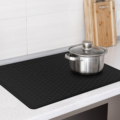 RimCereal Herdplattenabdeckung aus Silikon, für Elektroherd, 71,1 x 50,8 cm, hitzebeständig, Herdmatte, Schutz, Ofenabdeckung für Küchentheke, flache Wohnmobil-Serie, Herdplattenschutz (schwarz)