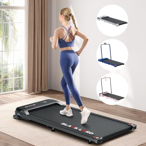 BLACK LORD Faltbares Walking Pad Laufband, 2 in 1 Elektro Home Office Laufband für Joggen und Laufen, Neigung, 3.2HP Fitnessgerät, Tragbar unter Schreibtisch, 140kg Kapazität, MS2, Schwarz