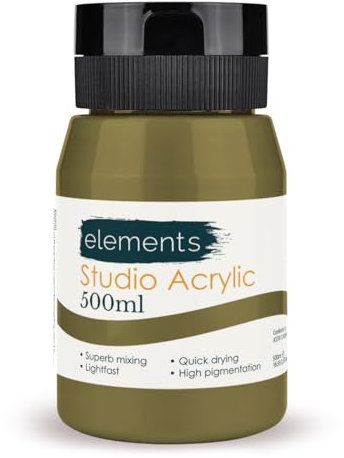 Elements 500ml Acrylic Paint 500 ml Tub - Quick Drying Acrylic Paints with High Pigment and Vibrant Colour Pigment | Metallic Bronze