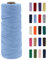 POPOYU Makramee Garn 2mm, Makramee Garn Elegantes Blau, Baumwollgarn 2 mm x 100 m, Baumwollkordel Natur, Baumwoll Bastelschnur für Basteln Stricken Boho Deko DIY Handwerk Wandbehang