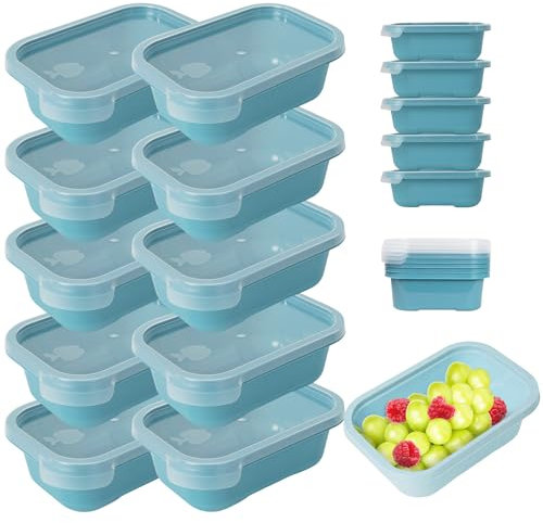 Mypicompany Frischhaltedosen mit Deckel –10-teiliges Set (je 500 ml), BPA-frei, Luftdicht, Stapelbar. Mikrowellen & Spülmaschinengeeignet. Pastellblau Gefrierdosen. Dosen mit Deckel für Lebensmittel