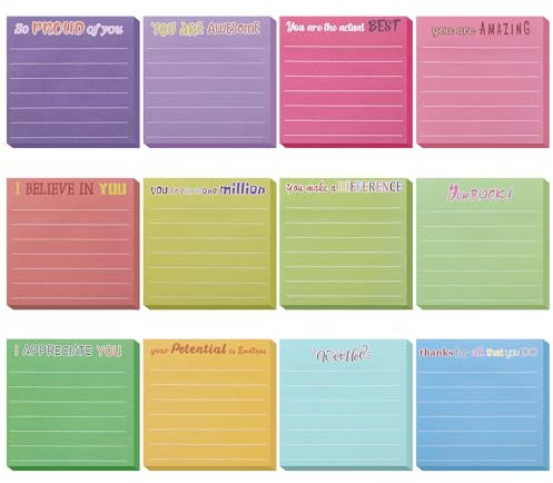 Dimeho Haftnotizen 600 Stück Inspirierende Haftnotizen mit Linien Motivierende Lustige Notizblöcke Haftnotizen Klebezettel Geschenke für Kollegen Studium Arbeit Klebriges Büromaterial (7,6x7,6 cm)