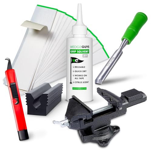 Wedge Guys Golf Grip Kits for Regripping Golf Clubs - Professional Quality - Options Include Hook Blade, 15 or 30 Tape Strips, 5 or 8 oz Solvent, Grip Tape Remover, Bench Vise & Rubber Clamp