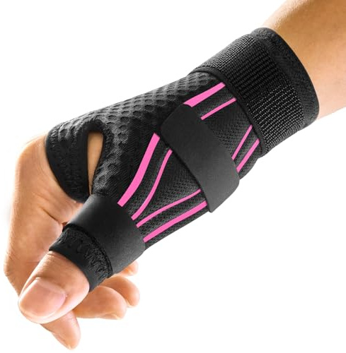 FREETOO Ergonomical Thumb Brace Right Hand or Left Hand for Arthritis Pain and Support, Thumb Splint for Trigger Thumb, Thumb Support for De Quervains Tenosynovitis, Fits Palm 7.5''-8.5'' S/M Pink