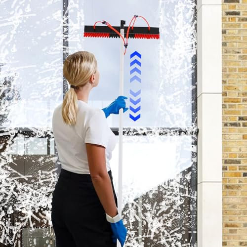 Hanmorfarbi Multifunktionale WasserstrahlbüRste, Fensterreinigungs-WasserbüRste, GlasreinigungsbüRste, Komplettes Set Aus Andockstange + BüRstenkopf (8 Docking Pole + 55cm Bürstenkopf)