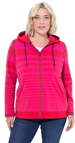 Ulla Popken Damen große Größen Übergrößen Plus Size Hoodie-Jacke, Ziernähte, Love, Kapuze Lychee 42+ 824815530-42+