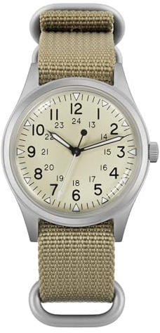 Militado ML05 - Reloj de cuarzo VH31 de 38 mm - Reloj de campo de cristal de zafiro abovedado C3 superluminoso retro para hombre, resistente al agua hasta 100 m