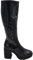 Stivali Donna Pelle Lucida Nero al Ginocchio con Fondo Gomma Comodo Zeppa Tacco Grosso 7 cm Elastico Combat (36 EU)