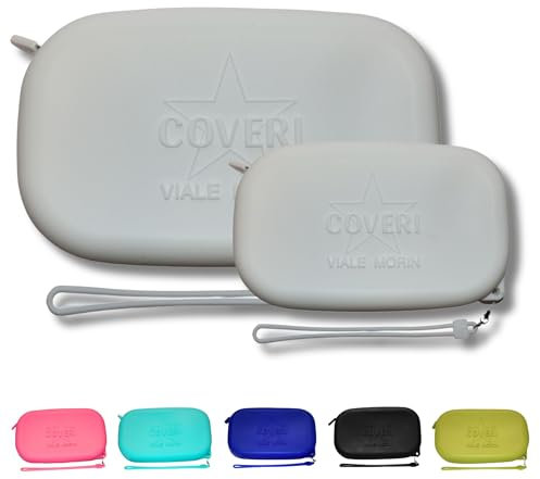 COVERI VIALE MORIN 2 Pezzi Pochette Mare Donna silicone + Portamonete in Silicone - Borsello Uomo a mano o porta trucchi organizer Impermeabile e Resistente - Colore Bianco