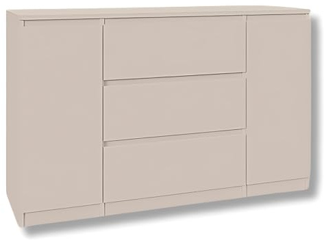 SoDREAMER Kommode 2 Türen 3 Schubladen | Kashmir 120 cm Ideal für Schlafzimmer, Wohnzimmer, Kinderzimmer und Büro | Große geräumige Kommode | 120x75x40 cm