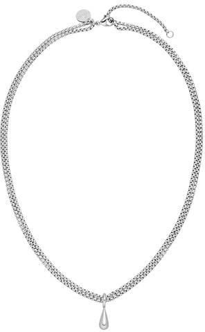 Purelei® Droplet Kette – Doppelte Kette mit tropfenförmigem Anhänger – Verstellbar 40–45 cm – 18K vergoldet, Edelstahl – Eleganter Layering-Look – Abnehmbarer Anhänger (Silver)