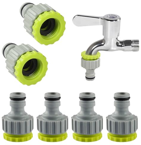 6 Pezzi Adattatore Rubinetto Canna Acqua,Attacco Rapido Acqua,Raccordo Tubo Acqua Giardino,Adattatore per Rubinetto in Plastica,Raccordo per Rubinetto 2 in 1 da 1/2 e 3/4,per Tubi Irrigazione