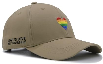 Hatwell LGBT Pride Basecap, Regenbogen Herz Kappe für Herren Damen Khaki